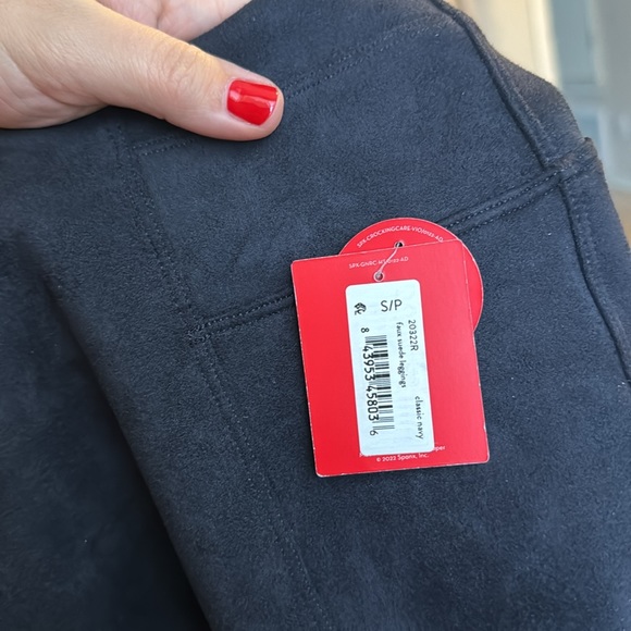 SPANX Faux Suede Leggings, classic Navy, size small NWT - Picture 8 of 13